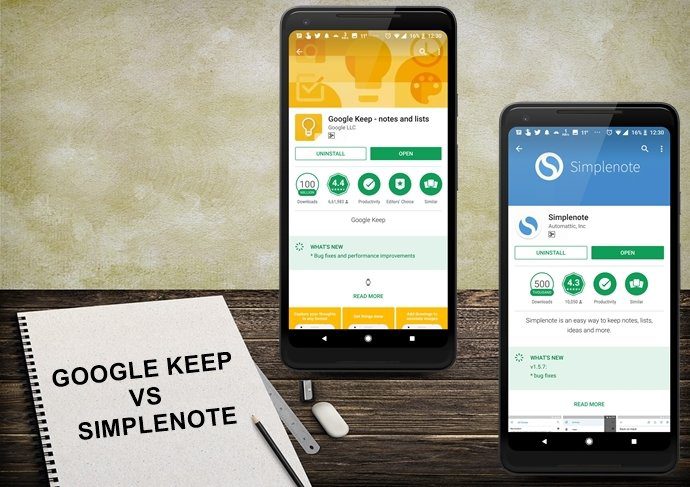 Simplenote vs Google Keep: Comparison of Their Android Apps