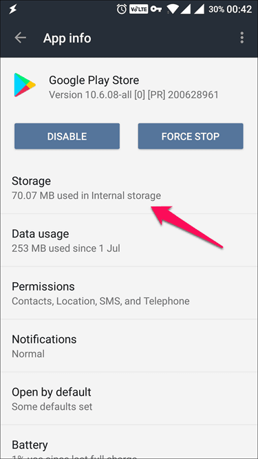 Google Play Store Storage