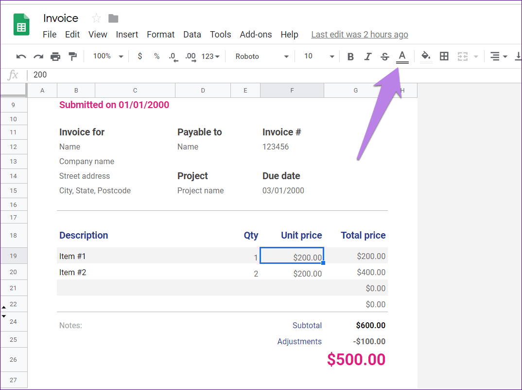Google Sheets Invoice Template Free 11