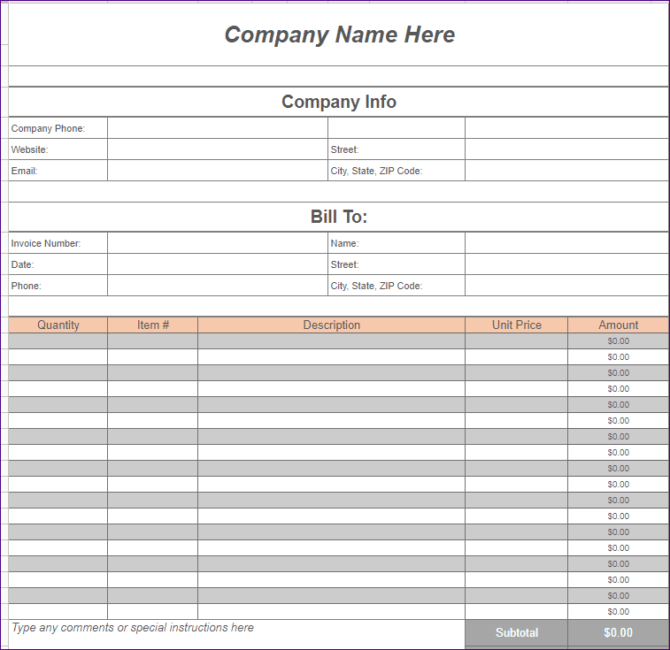 Google Sheets Invoice Template Free 7