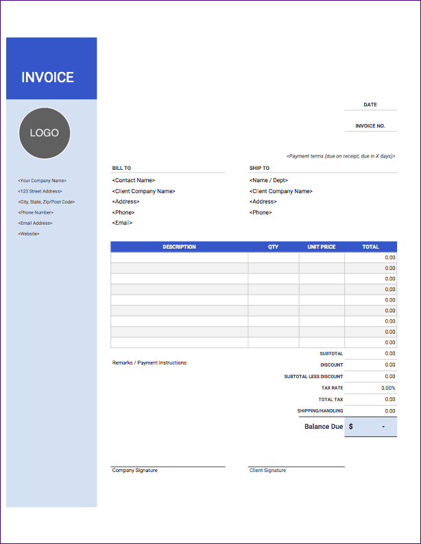Google Sheets Invoice Template Free 9