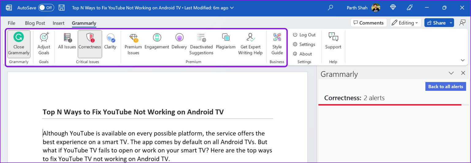 How to Use Grammarly in Microsoft Word (Windows and Mac) Guiding Tech