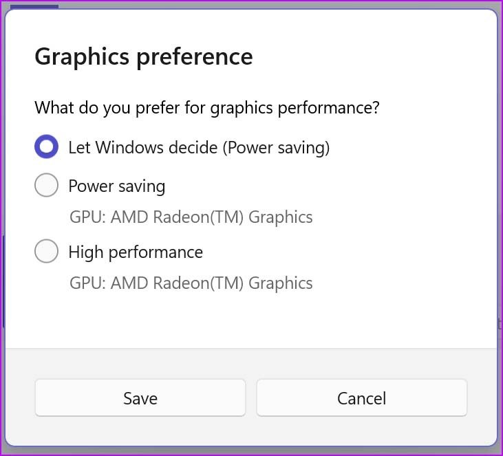 Graphics preferences