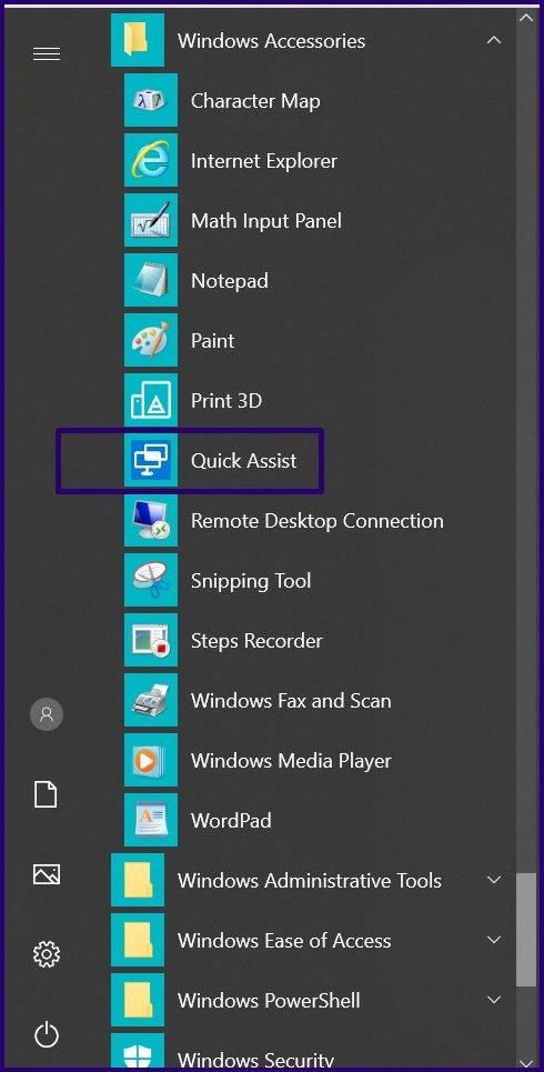 Guide to using quick assist on windows 10 step 5