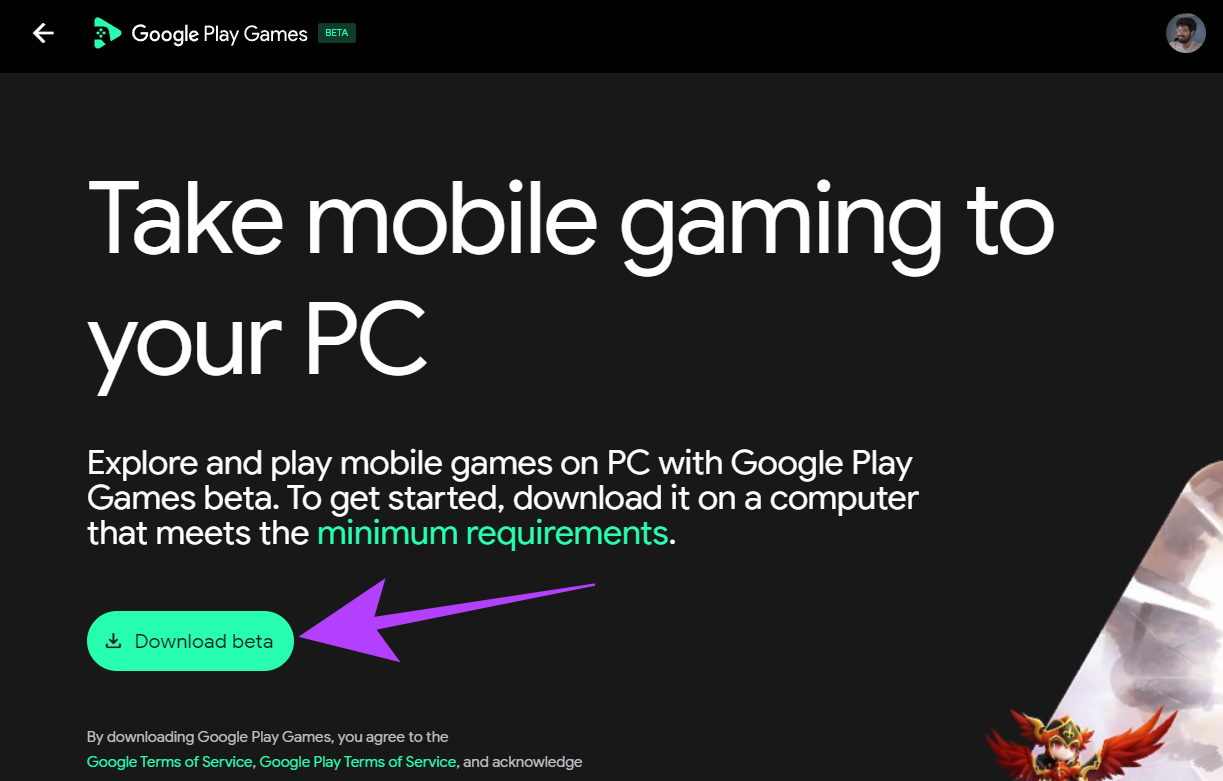 hit Download Google Play Games beta for PC