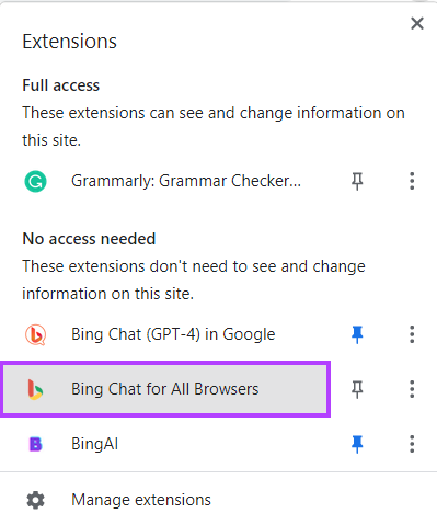 hit Bing chat for all browsers