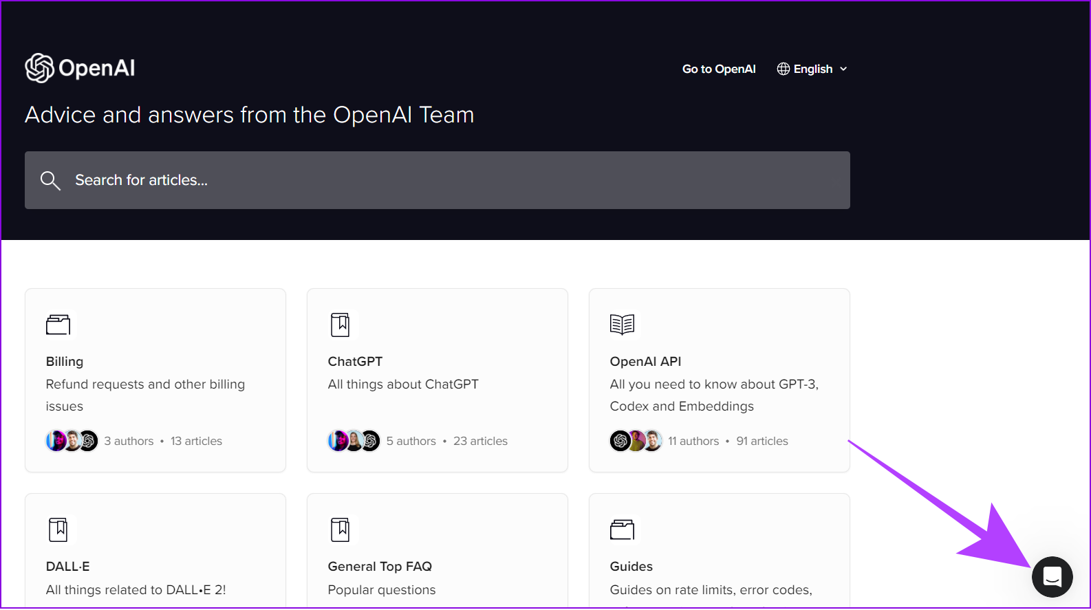 hit the chat icon at OpenAI website