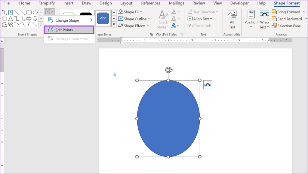 shapes assignment in ms word