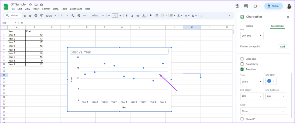 how to add customize trendline in google sheets 10
