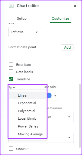 how to add customize trendline in google sheets 11