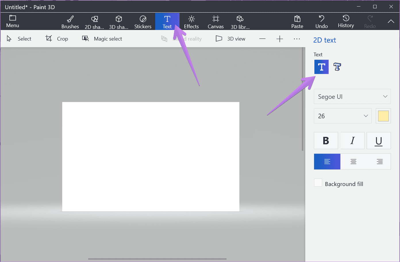 Как добавить текст в Paint 3D 1