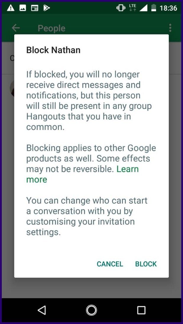 How to block someone on google hangouts for iphone android step 16