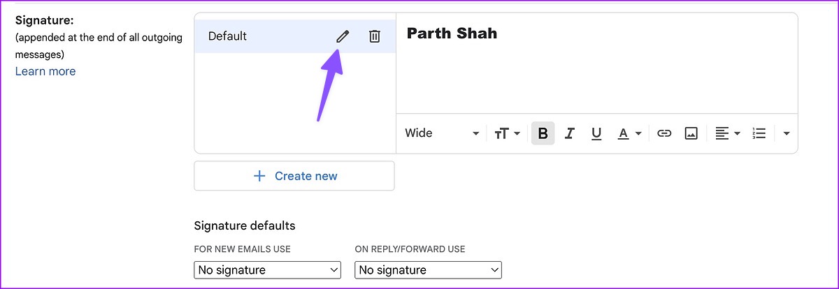 change a signature in gmail