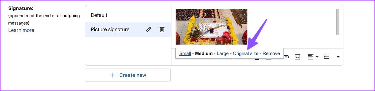 change image size in gmail signature