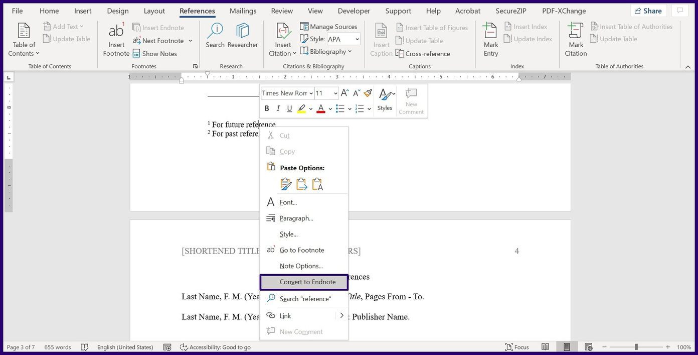 How to create and insert footnotes and endnotes in Microsoft Word step 10