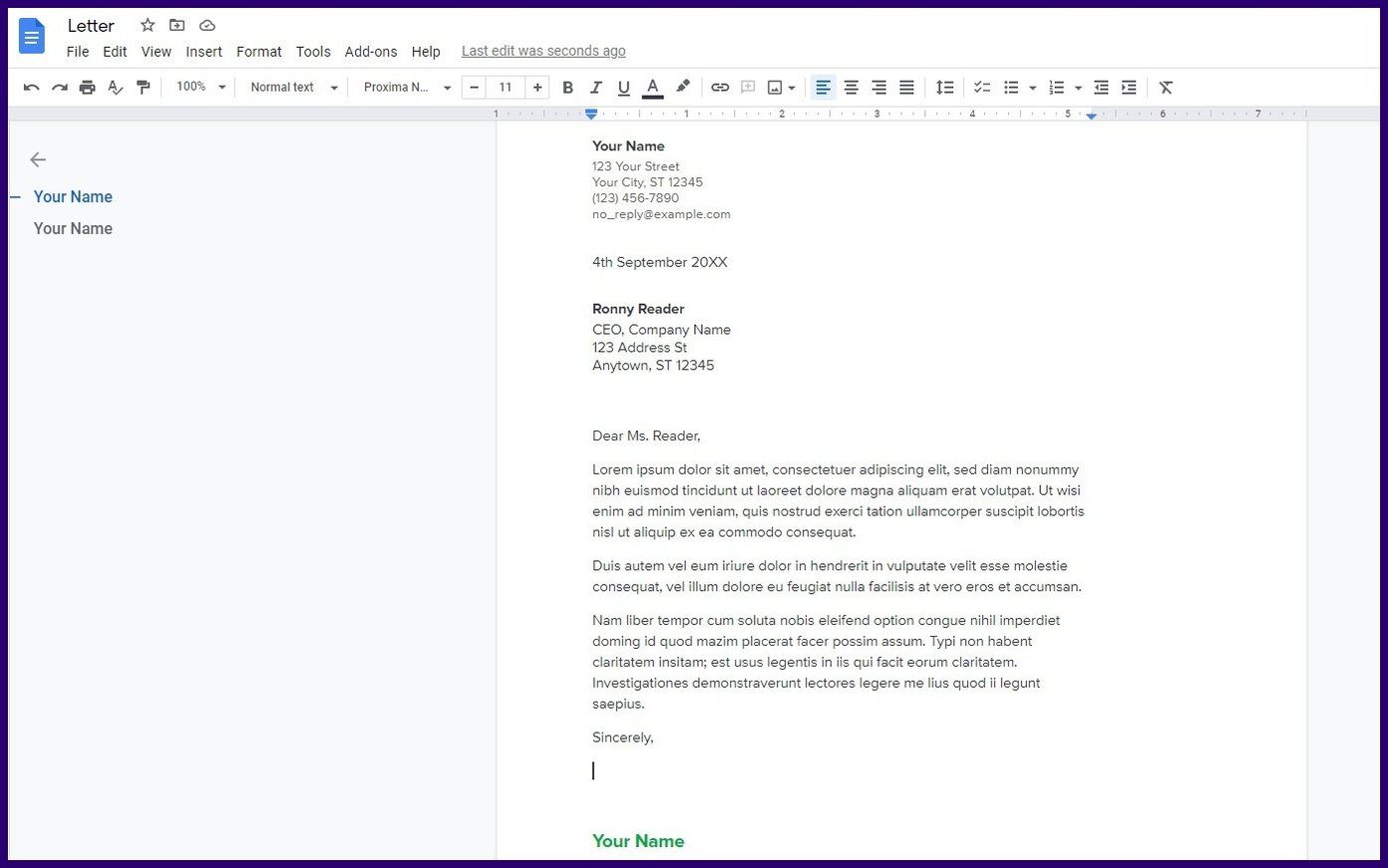 How to create and insert signatures in Google Docs step 2