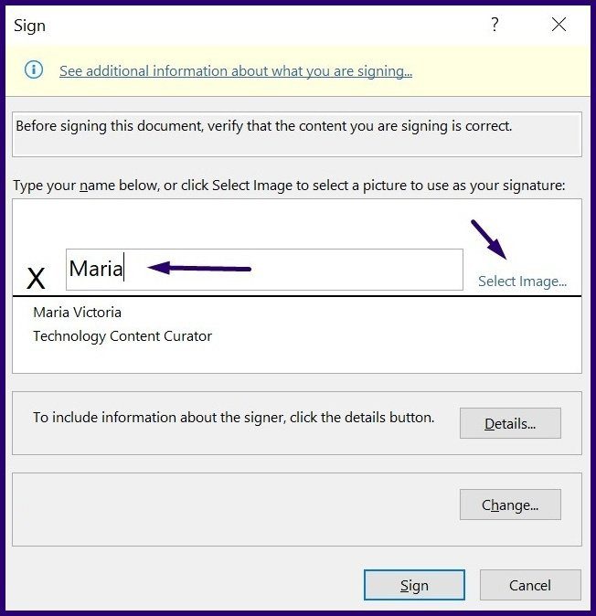 How to create and insert signatures in Microsoft Word step 14