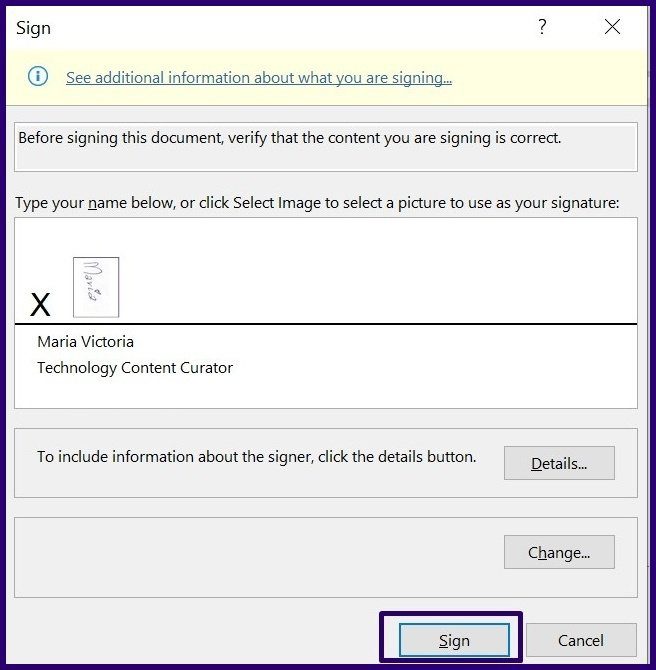 How to create and insert signatures in Microsoft Word step 16
