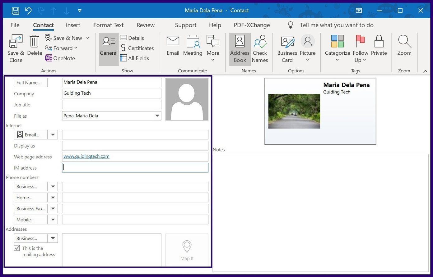 How to create and use business cards on outlook step 13