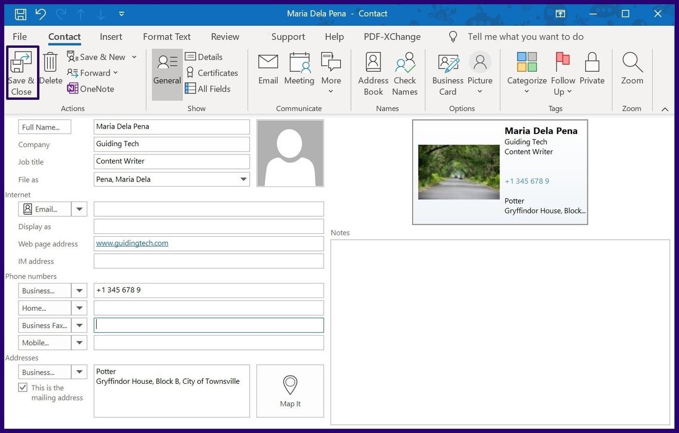How to create and use business cards on outlook step 14