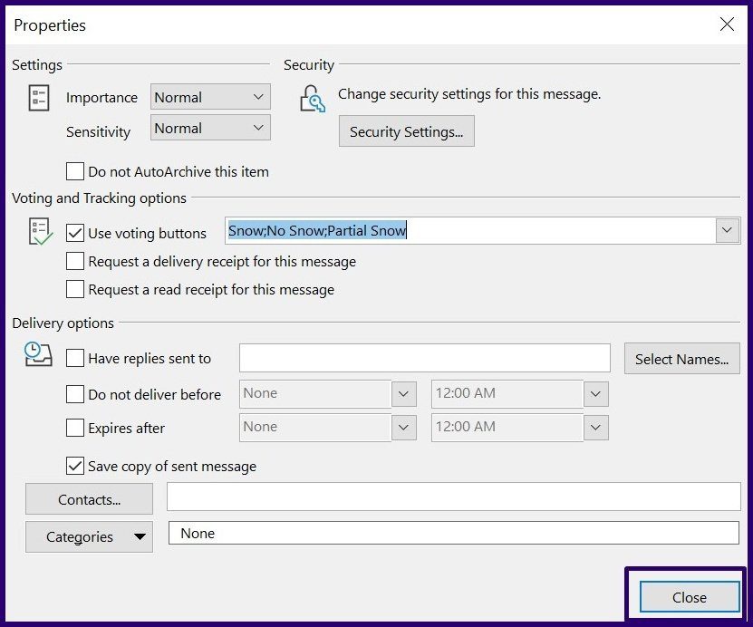 How to create poll using microsoft outlook voting button step 10