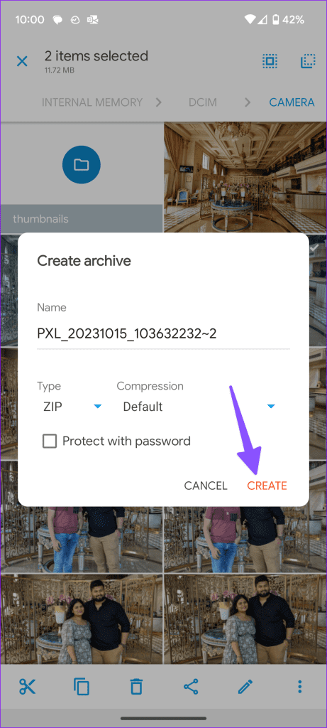 how to create zip file on Android Phones 10