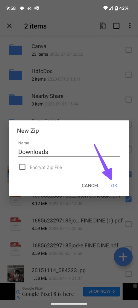 how to create zip file on Android Phones 5
