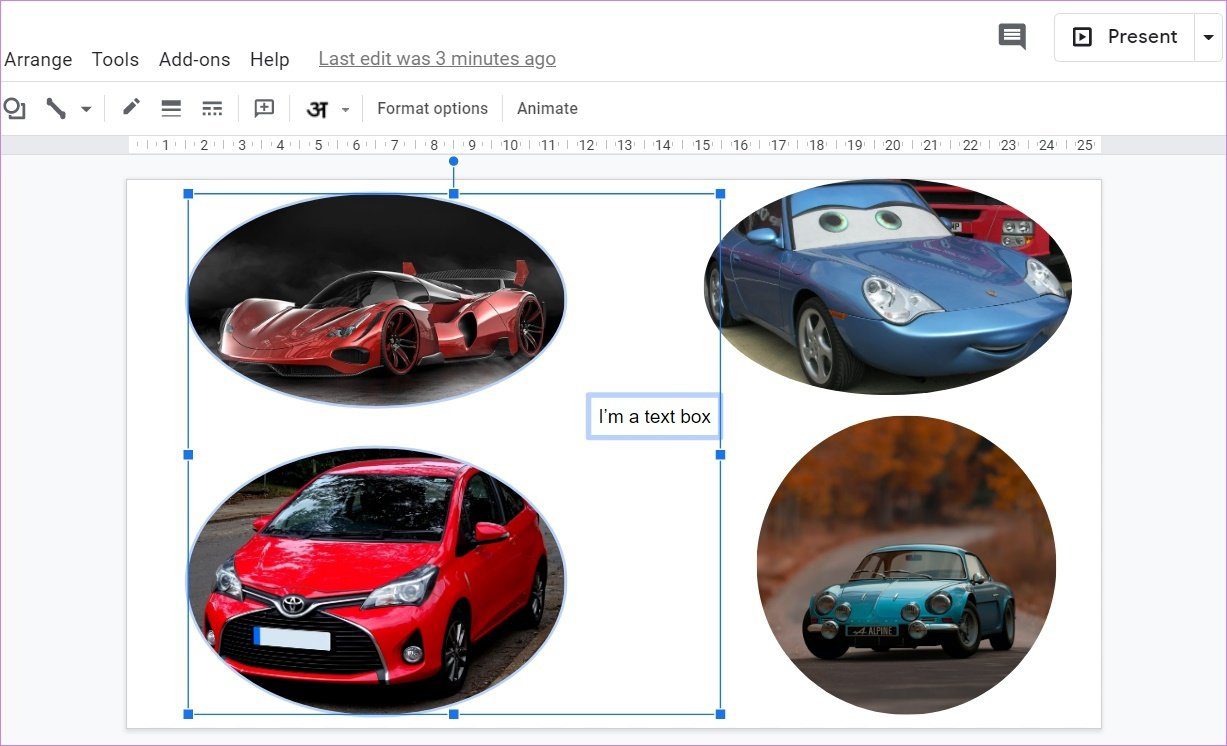 How to group elements in google slides 1