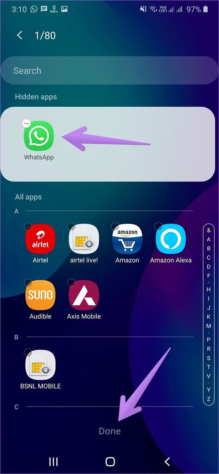 How to hide unhide apps samsung 11