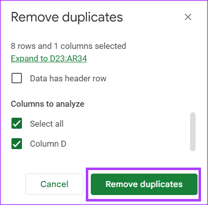 how to highlight and removeduplicates in google sheets 18