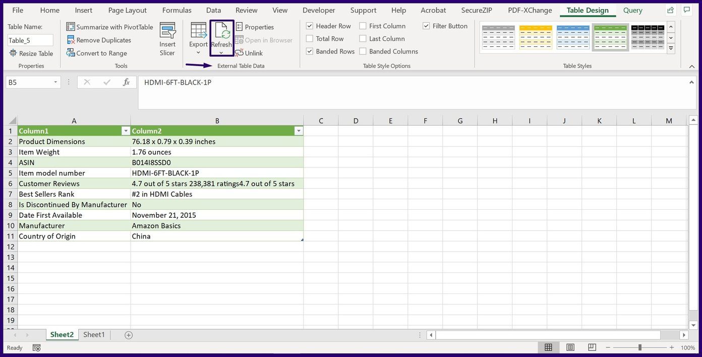 How to import data from the web into excel step 11