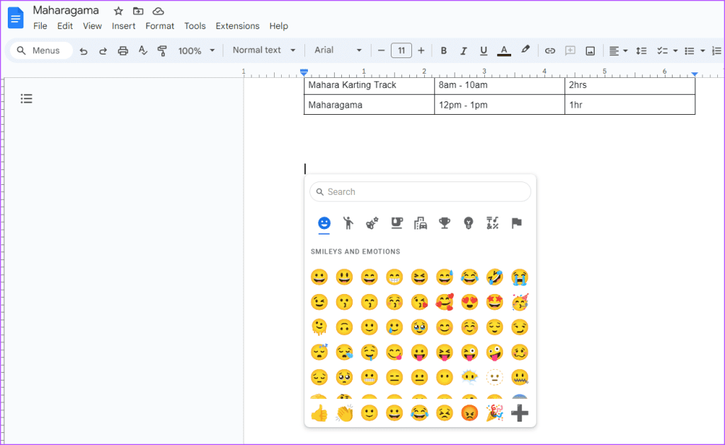 how to insert emojis in google docs 4