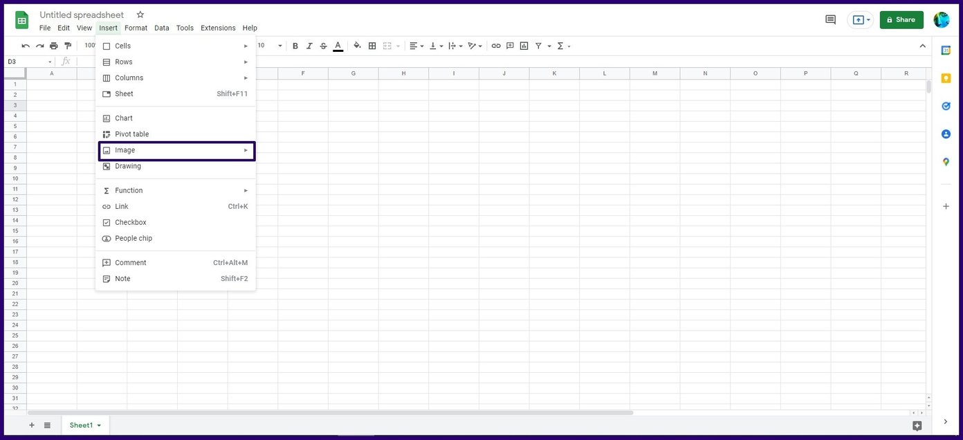 How to insert images in a google sheets cell step 4