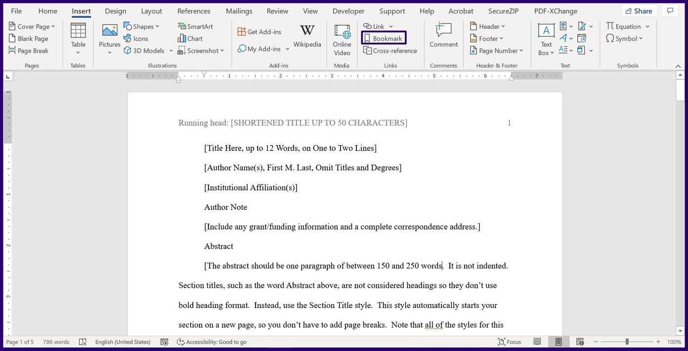 How to manage bookmarks on Microsoft Word step 4