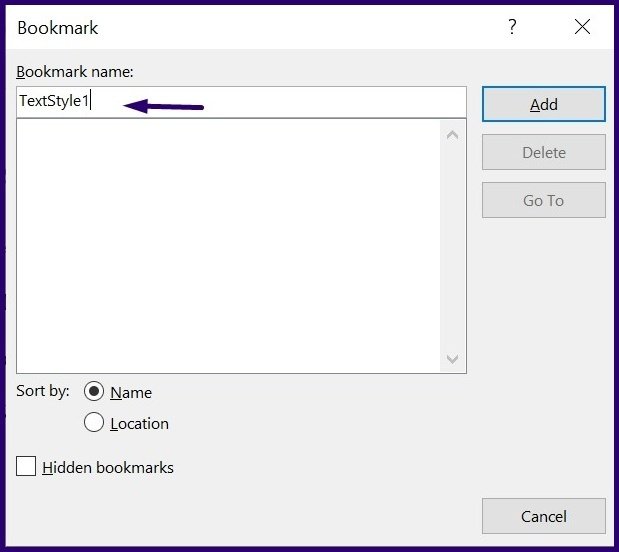 How to manage bookmarks on Microsoft Word step 5