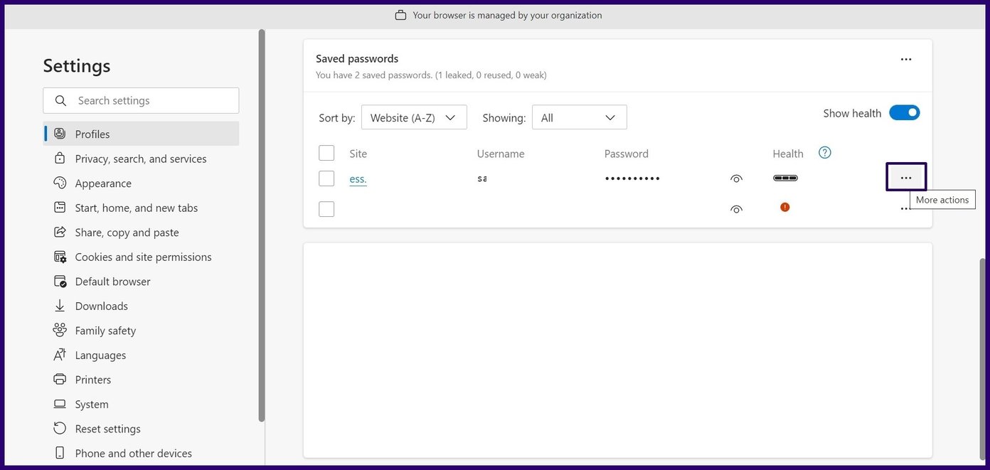 How to manage saved passwords on microsoft edge step 7