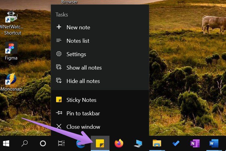 Cómo poner un acceso directo de notas adhesivas en el escritorio de Windows 10