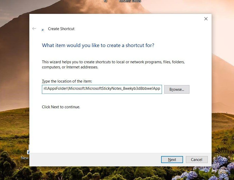 Cómo poner un acceso directo de notas adhesivas en el escritorio de Windows 6