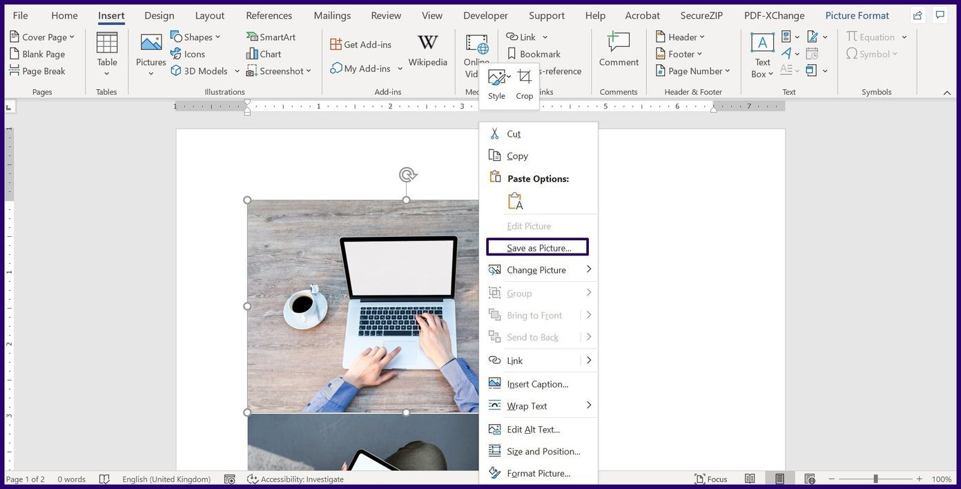How to save images on microsoft word step 3