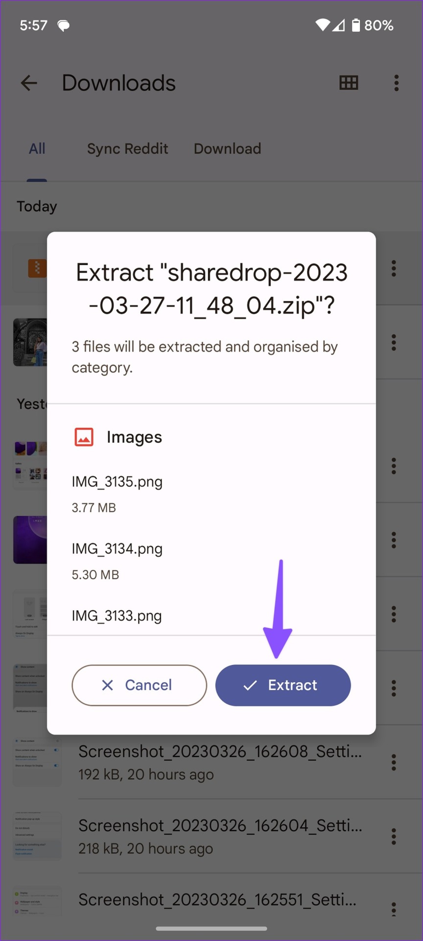 extract zip files on Android