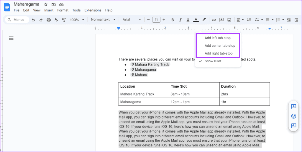 how to use indents tab stops in google docs 3