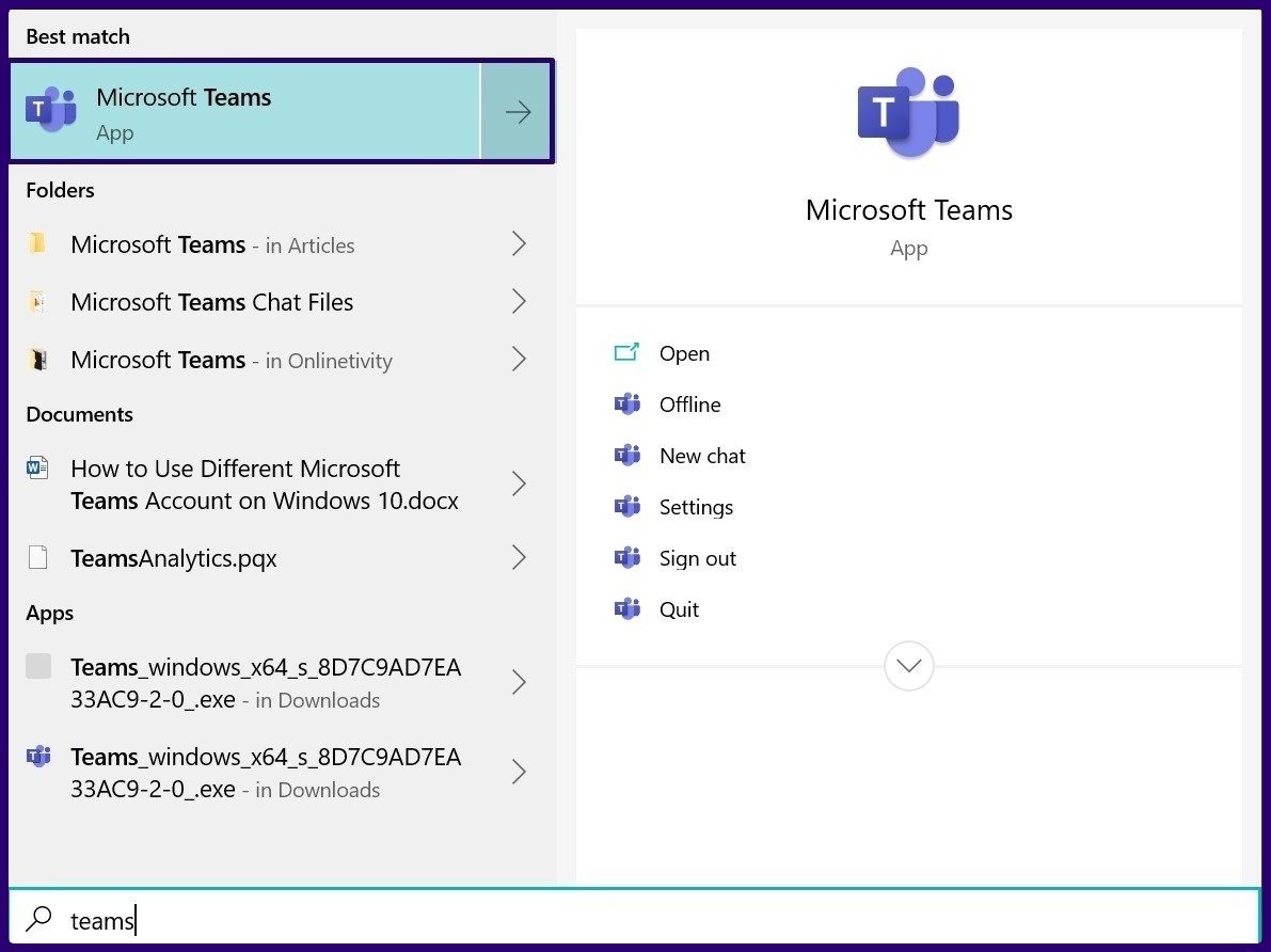 How to use multiple microsoft teams account on windows step 1