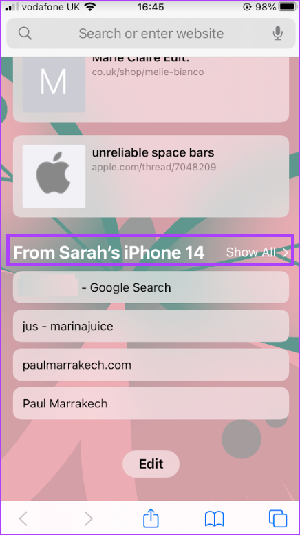 view safari tabs on other devices