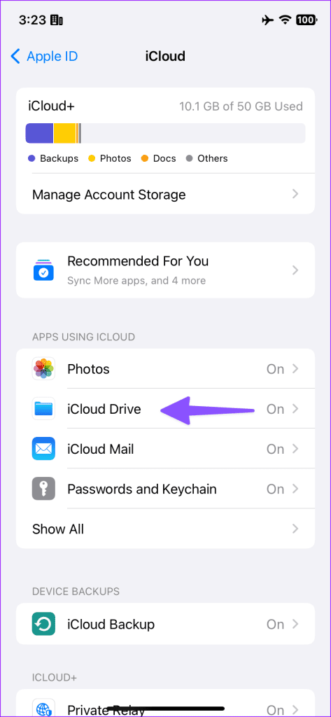 iCloud Drive Taking Up Space on iPhone 15