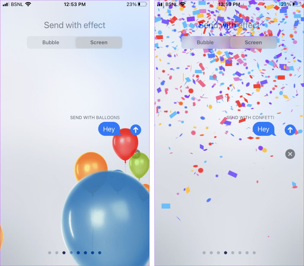 iMessage Screen Effect ballons
