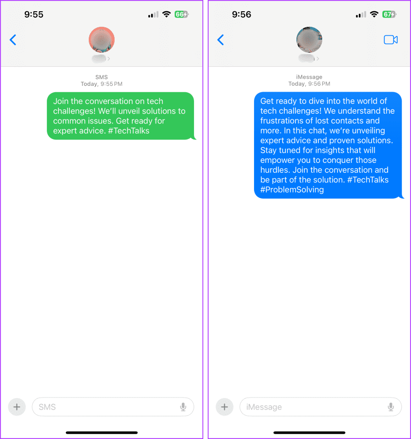 iMessage vs Text Messages