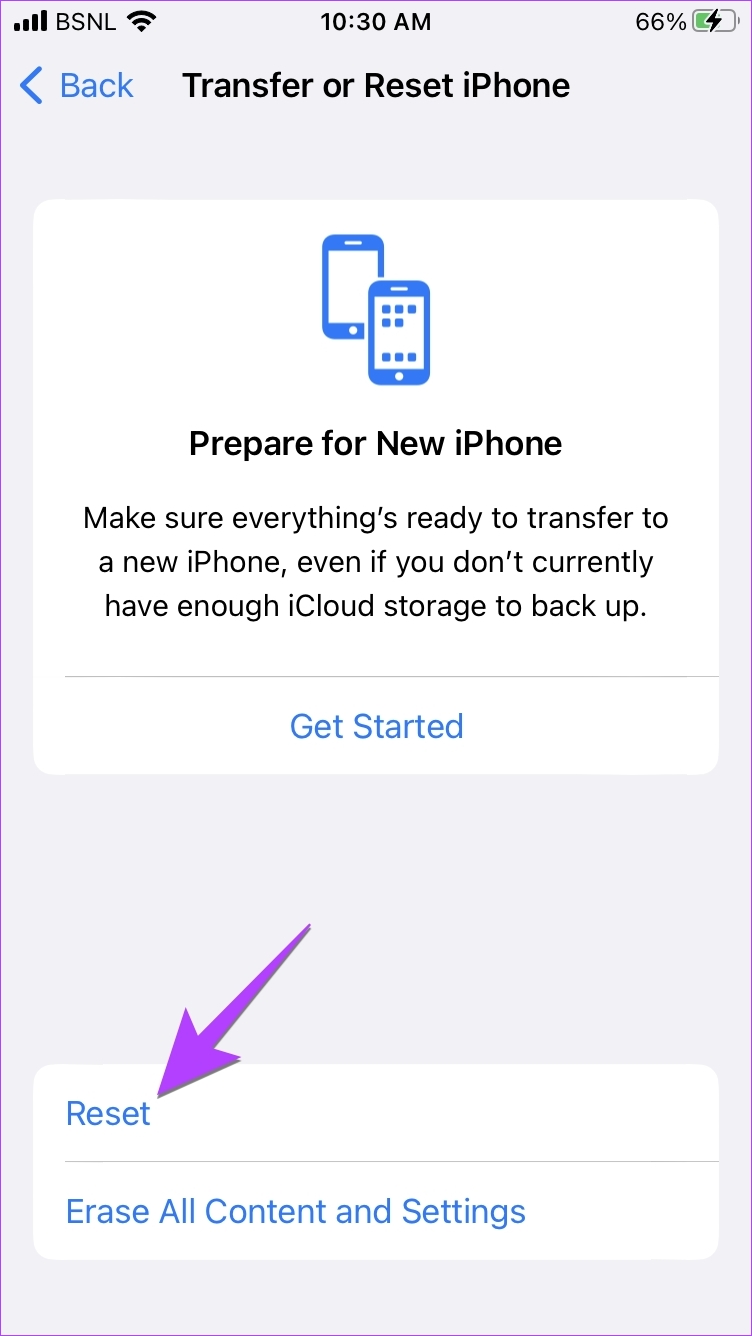 iPHONE Transfer Reset Confirm