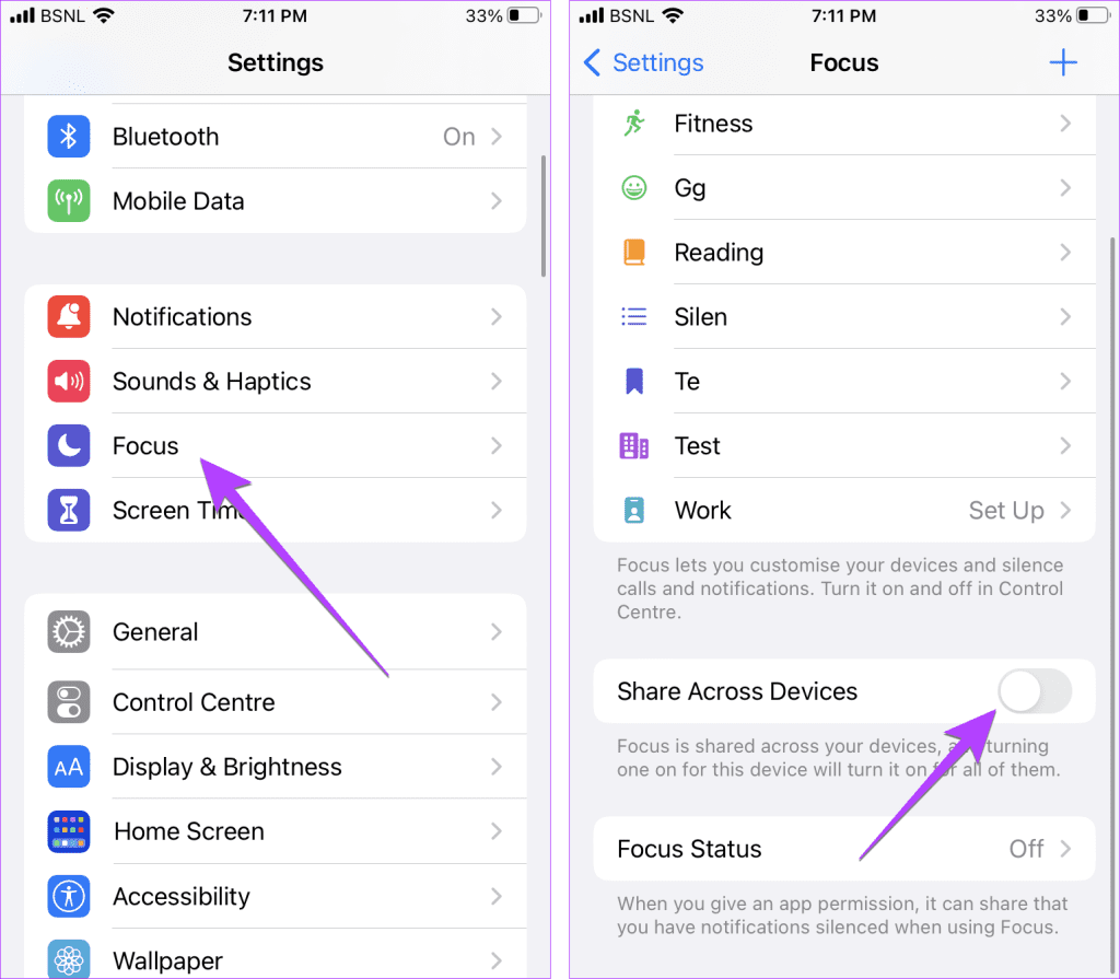 iPhone Focus Turn off sharinf
