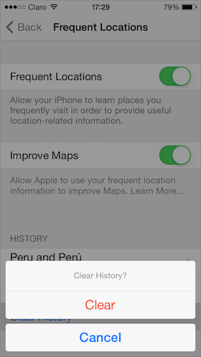 I Phone Frequent Locations Clear History