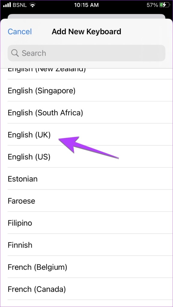 iPhone keyboard Add UK language